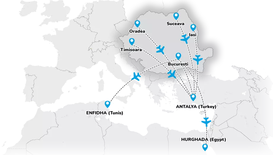 Fly lili - mapa trasy z Rumunska