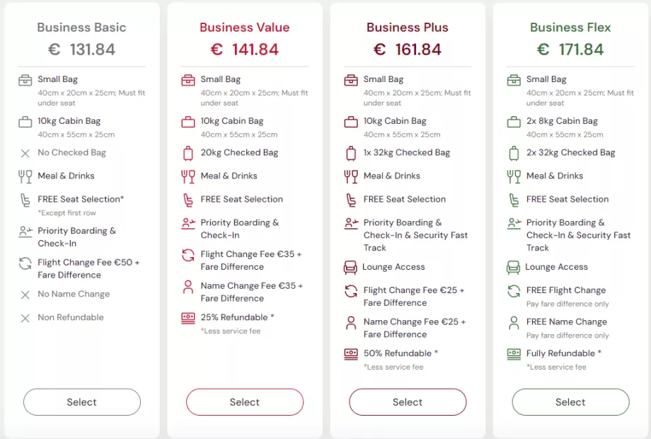 Tarify Business Class - KM