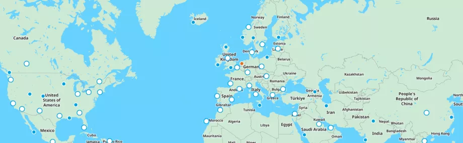 Mapa trasy spoločnosti KLM