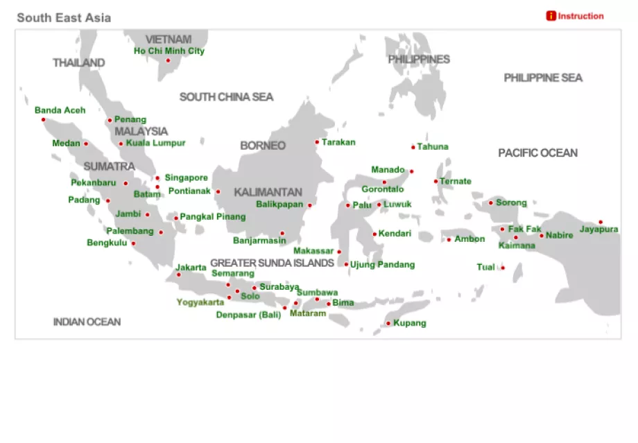 Mapa trasy spoločnosti Lion Air