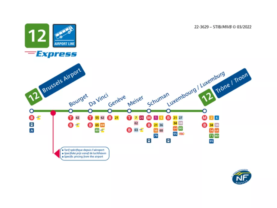 Autobus 12 Bruselské letisko