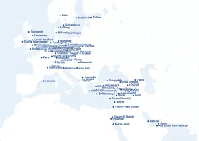 Mapa trasy leteckých spoločností SunExpress