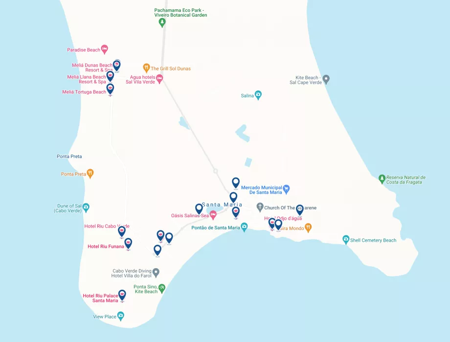 Mapa hotelov v Salu, Kavperdy