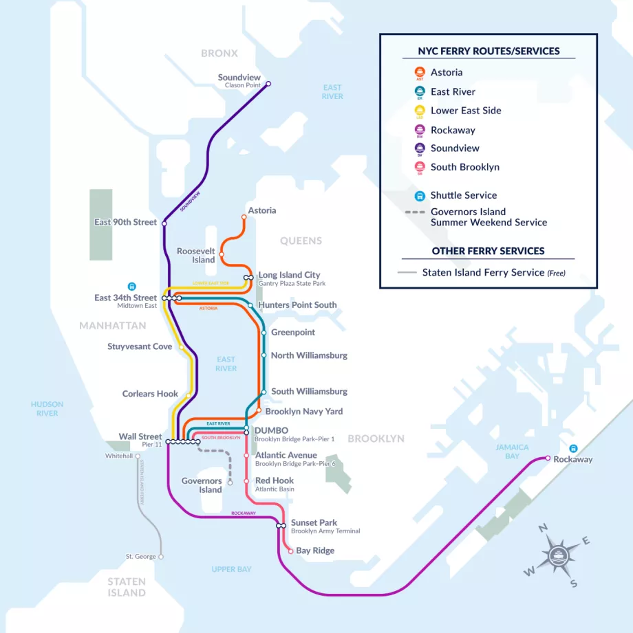 Manhattan Lodné spojenia Mapa