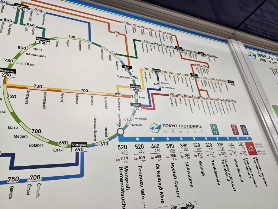 Mapa cestovného jednokoľajových vlakov + vlakov JR