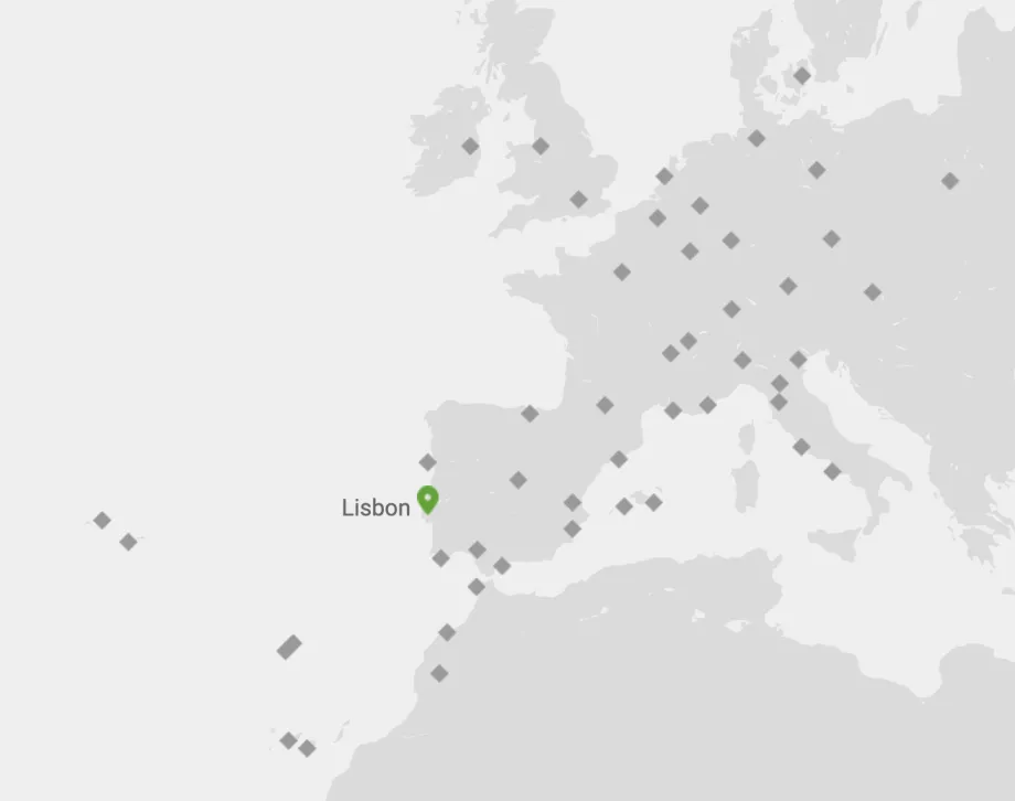 Mapa trás spoločnosti TAP Air Portugal