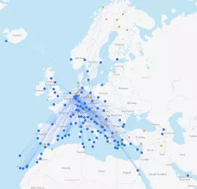 Mapa trasy Eurowings