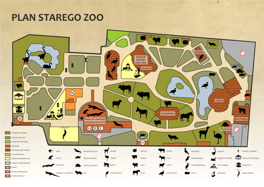 Mapa starej zoologickej záhrady v Poznani